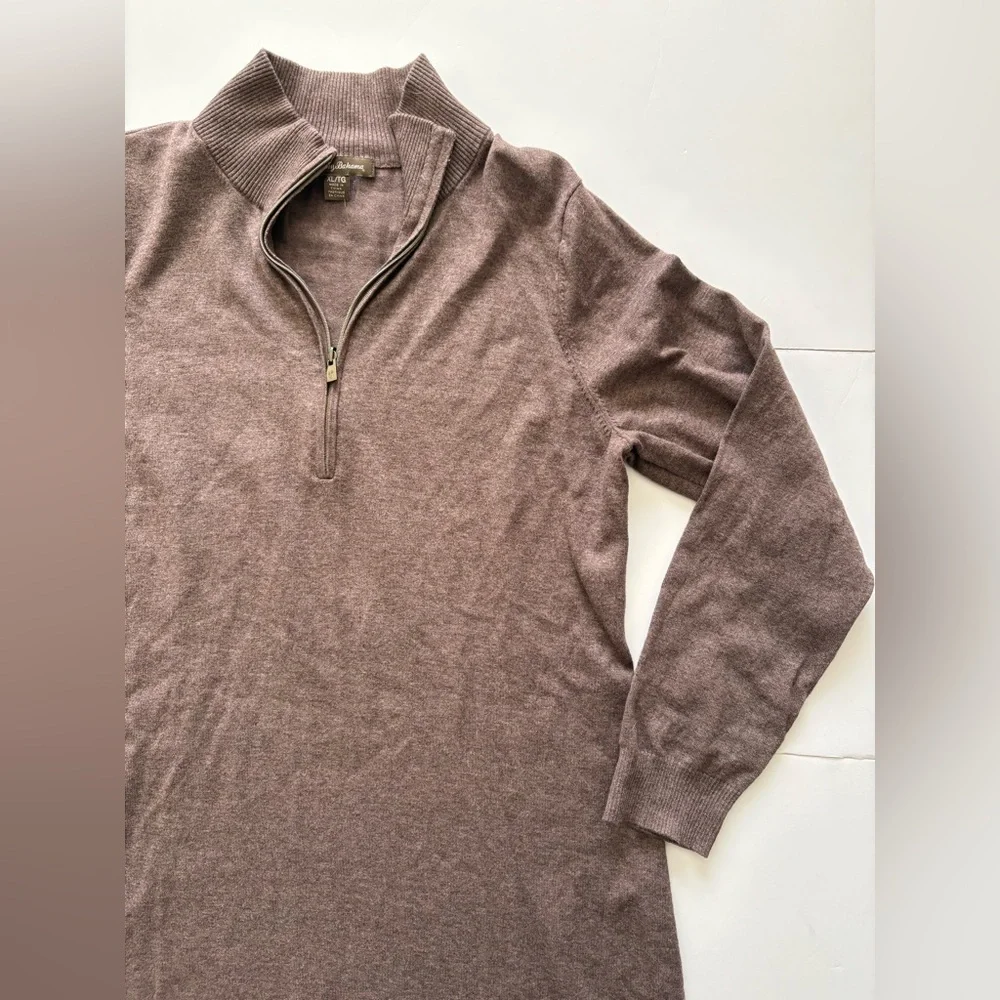 Tommy Bahama Brown Half-Zip Pullover Sweater Dress XL - Picture 2 of 5